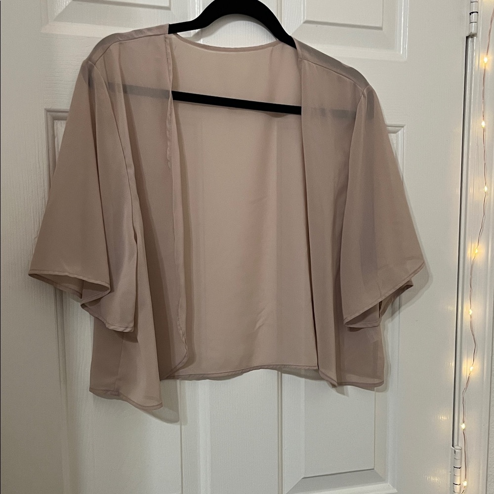 Sheer Tan Open Front Cardigan
